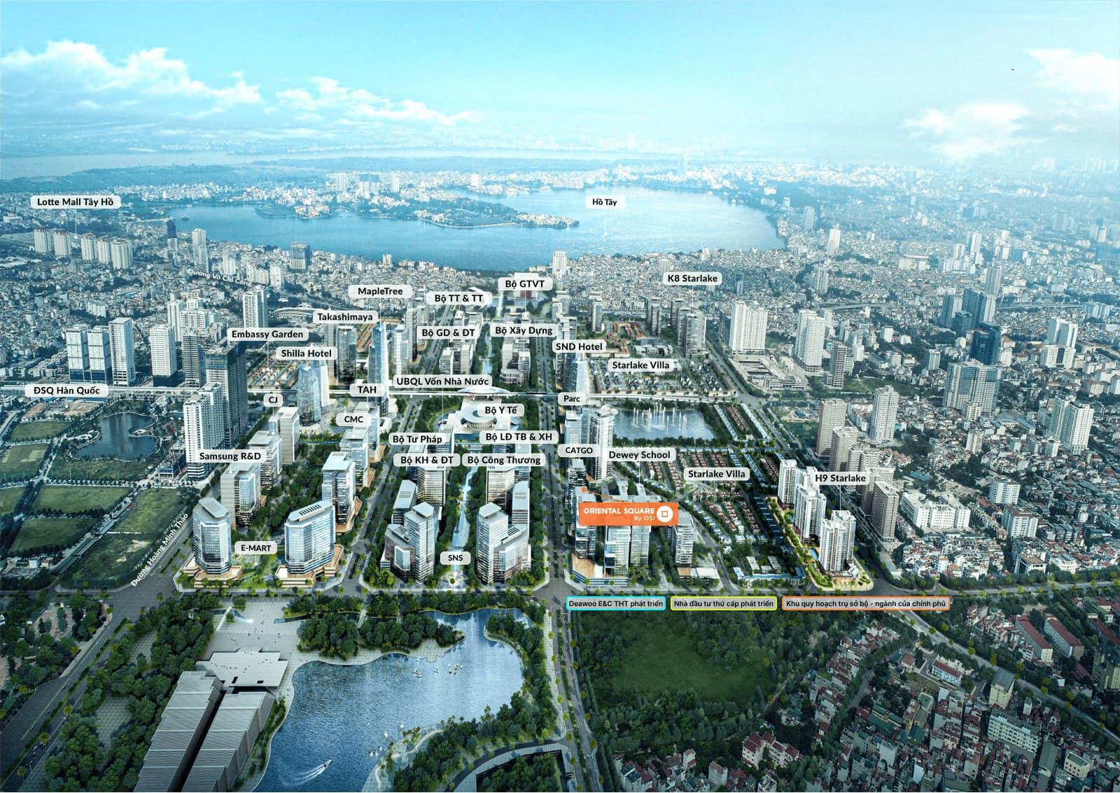 Vị trí tòa nhà Oriental Square trong KĐT Tây Hồ Tây